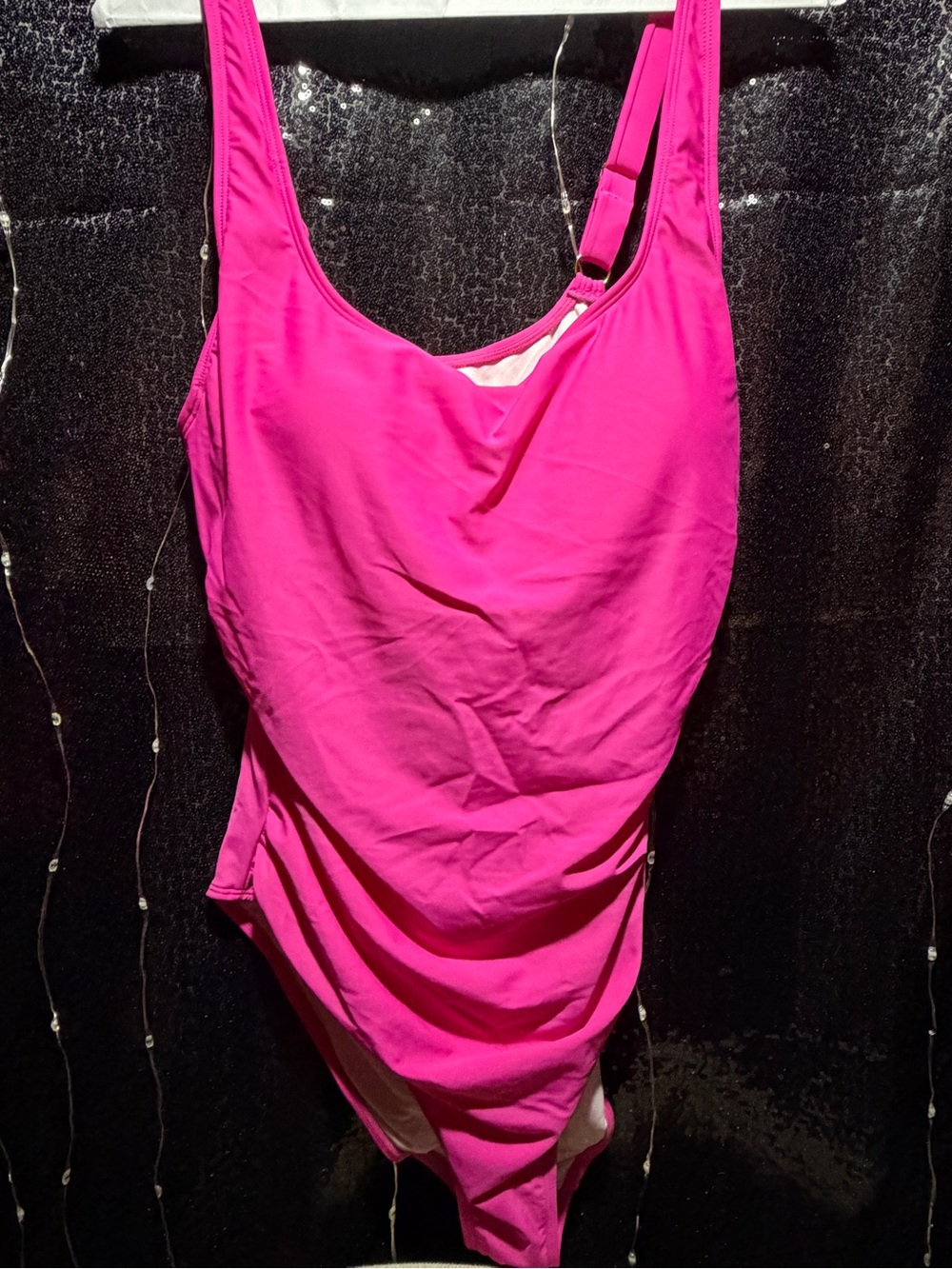 Women’s Hot Pink Scoop Neck One Piece Swimsuit
